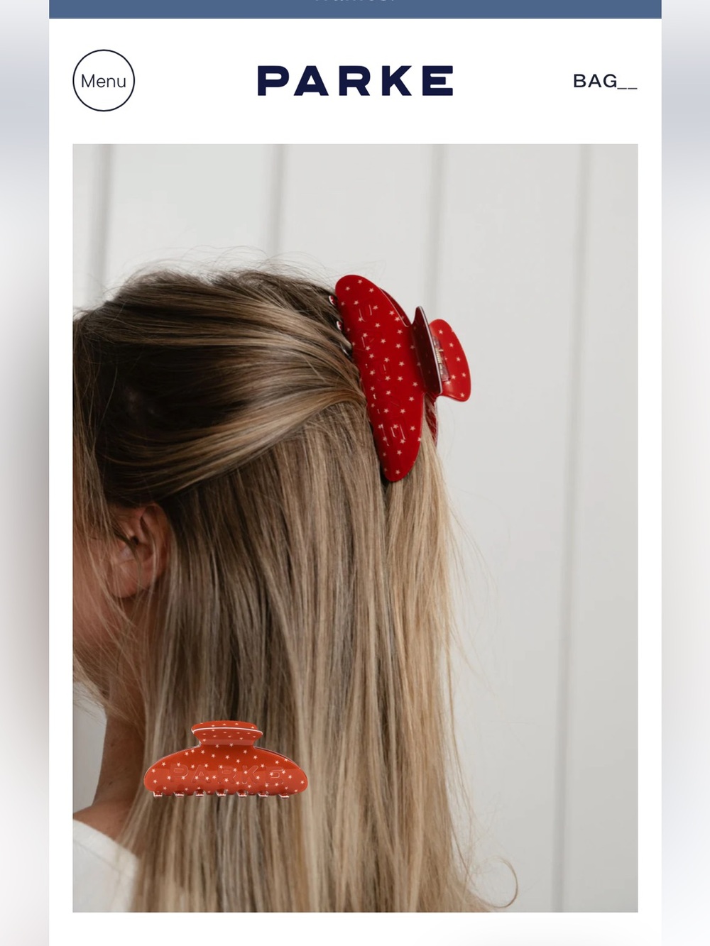 PARKE NWT Authentic Sparkler Red With White Stars Hair Claw Clip Coastal’26
